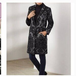 Soft Surroundings Chenille Regency Damask Long Over Coat - Petite L